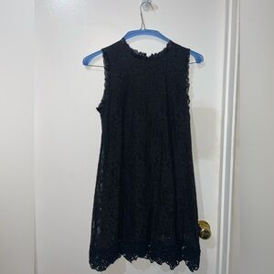 mini dolce & gabbana crew neck black lace dress size 44